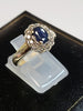 9ct Yellow Gold Ring with Blue & Clear Stones - Size M - 4.81g total