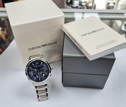 Emporio Armani Renato Classic Chronograph Blue Dial Quartz AR2448 Men's Watch