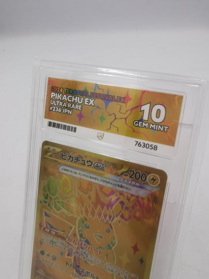 Ace 10 GEM MINT Pikachu EX Ultra Rare #236 JPN Terastal Festival