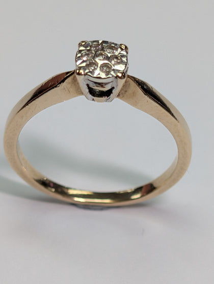 9ct Gold Square Set Diamond Ring