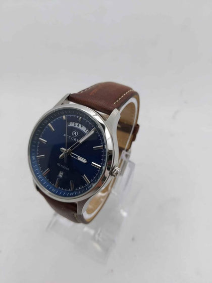Accurist 7262 Day/Date Quartz Watch - Blue Face - Leather Strap - Unboxed