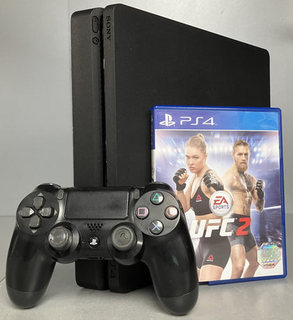 Sony PlayStation 4 Slim 500GB Black Console Bundle ( + EA UFC 2 ) ** Unboxed **