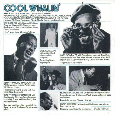 Various – Cool Whalin' - Be Bop Vocals, Rare And Unissued Material