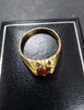 9ct gold ring with red stone, weight 3.26, ,size p.