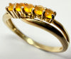 9ct yellow gold five stone orange gem stone ring size N 1/2