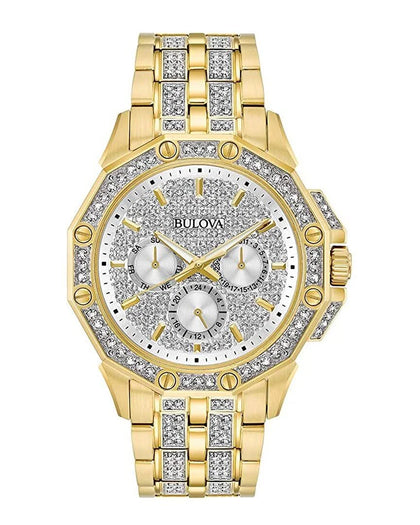 Bulova Octava Crystal Accented Gold - Tone 98c126 Stainless Steel Watch