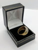 375 HALLMARKED, YELLOW GOLD, 3 LANE BAND WITH STRONES, Size 8/Q, 7.1g, Boxed