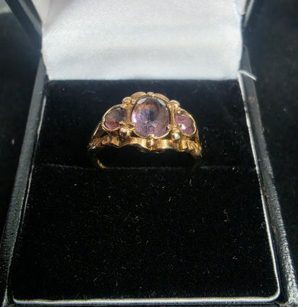 9CT Gold Ring With Purple Stone Size L 3.1G 375