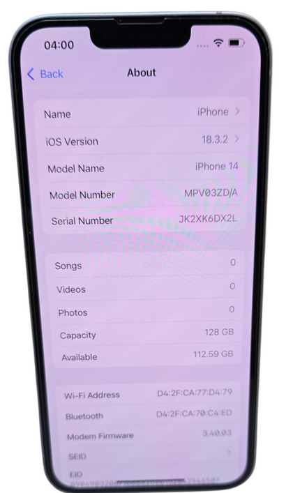 Apple iPhone 14 89% Battery 128GB