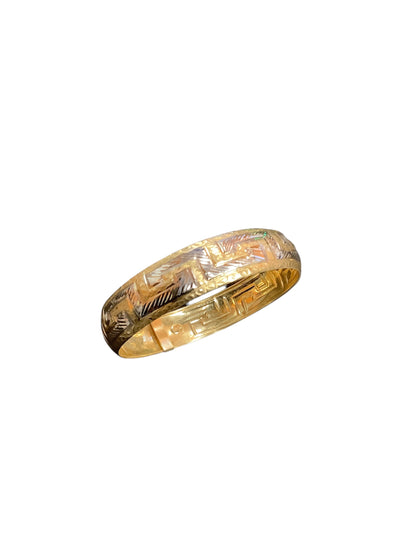 14ct Greek key, two toned solid bangle.