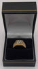 9ct Yellow gold ring with white stones 5.3g Boxed size P hallmarked