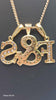 9ct yellow gold chain with F&S pendant with white stones 19.22g Boxed 24"