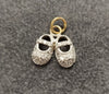 9ct Yellow & White Gold Pave Cubic Zirconia  'Baby's Shoes' Pendant