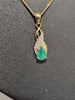9ct Yellow Gold Necklace and Pendant with Gren Stone - 18" - 2.19g