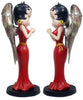 Betty Angel in Red Robe with Antique Gold Wings - 31cm