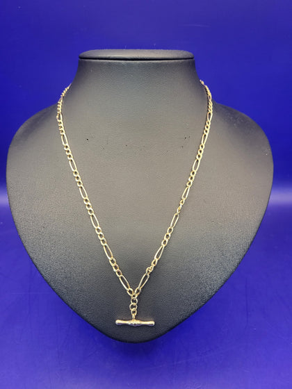 9ct Yellow Gold Figaro T-Bar Necklace 5.62g 18