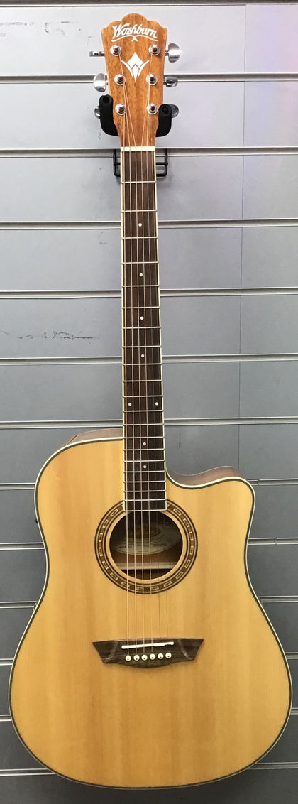 Washburn Natural Gloss Electro-Acoustic 6 String Guitar - MODEL: WD7SCE-A