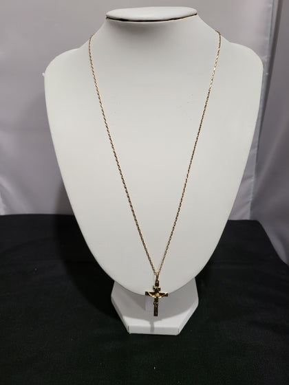 9ct Yellow Gold Thin Chain with Crucifix - 24