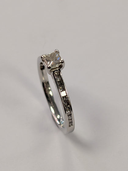 Platinum Square  Diamond Ring