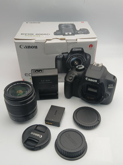Canon EOS 4000D Camera with EF-S 18-55mm f/3.5-5.6 III Lens, battery and box
