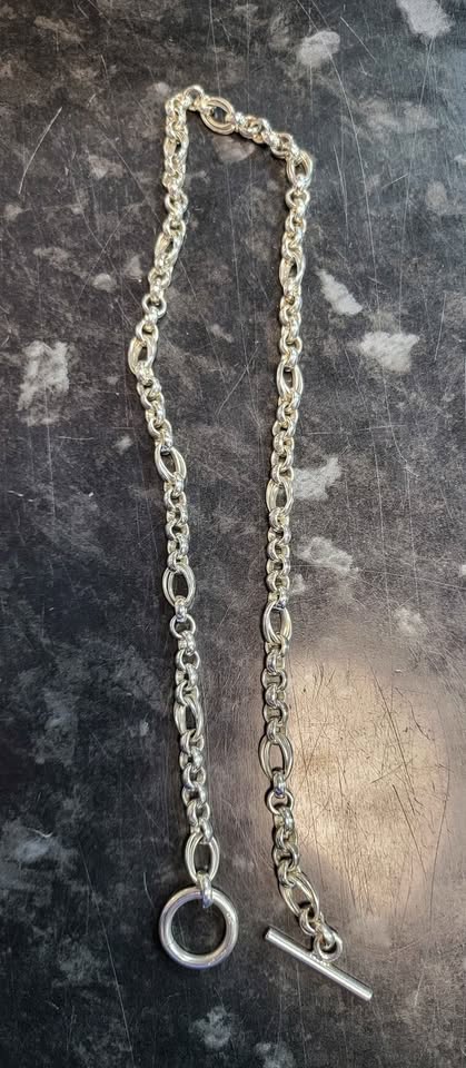 925 Silver Fancy Link T-bar chain - 16