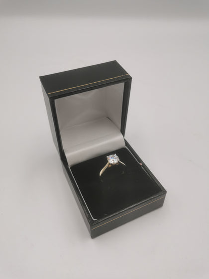 9K Gold Ring with Brilliant Round 1CT Diamond, 375 Hallmarked, 1.9Grams, Size: K