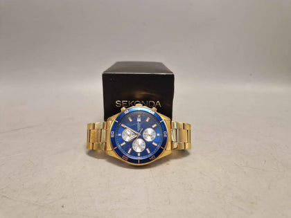 Sekonda Chronograph Blue Dial Rose Gold Bracelet Gents Watch 1141