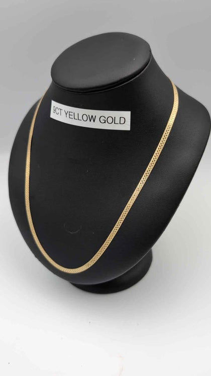 9ct Yellow Gold Herringbone Chain Necklace - 18
