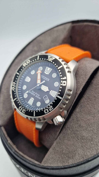 Citizen Promaster Eco-Drive Diver Men's Watch BN0150-28E Black Dial Orange Strap