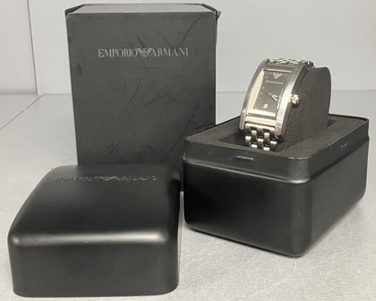 Emporio Armani AR0115 Tank Stainless Steel Black Dial Watch ** Boxed **