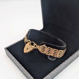 9ct Yellow Gold Fancy Link Gate Bracelet With A Heart Padlock Clasp And Safety Chain - 14.96 Grams - 8