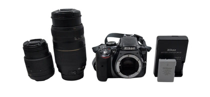 Nikon D3300 24.2-Megapixel DX-Format DSLR Camera with Lenes and Carry Case