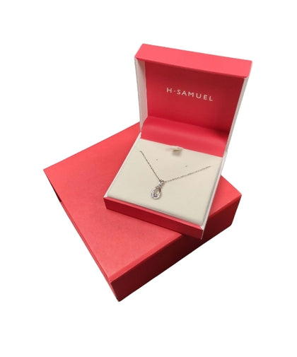 Sterling Silver Diamond Droplet Pendant Necklace**Boxed**