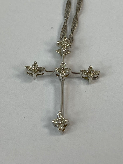 9CT WHITE GOLD CROSS NECKLACE LEIGH STORE