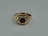9ct Yellow Gold Men's Signet Ring With Red Stone - Size U - 4.65 Grams