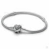 Pandora Bracelet with Heart Clasp and Angel Wings Silver 18cm