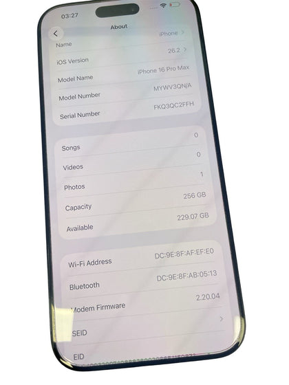 Iphone 16 Pro Max 256GB 93% BH (Unboxed)