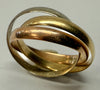 9ct tri-tone gold 3 interlocking ring size O