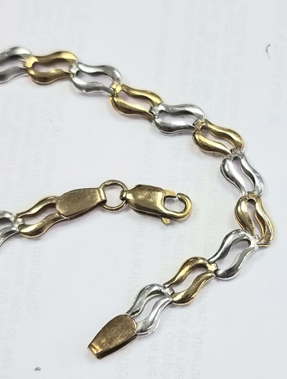 9ct White/Yellow Gold Bracelet 7.5