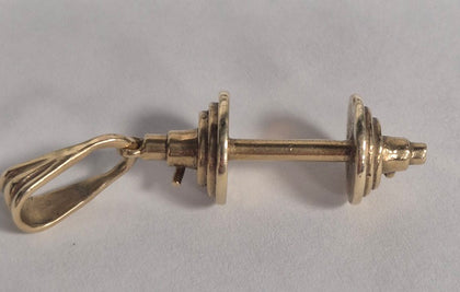 9ct Yellow Gold Barbell Pendant - 6.85G . Hallmarked
