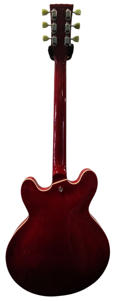 Vintage VSA500CR Semi Acoustic Guitar, Cherry Red
