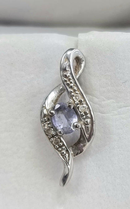 9ct White Gold Diamond/Tanzanite Earrings