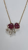 9ct Yellow Gold Necklace 18" with red Hearts Pendant