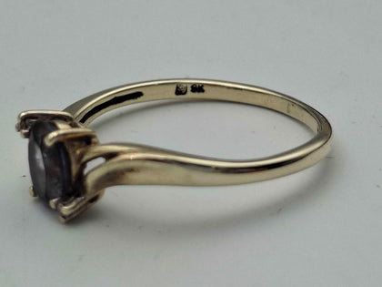 9ct Yellow Gold Tanzanite & Cubic Zirconia Bypass Ring – Size U – 2.31 Grams