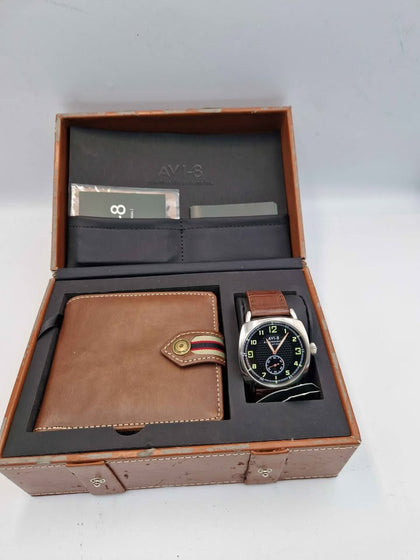 AVI-8 Men's AV-4030-02 Supermarine Seafire Quartz Watch Set With Wallet - Boxed In Like New Condtion (Box Worn)