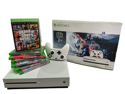 Xbox One S 1Tb Disc Console Plus 7 Games & Wireless Controller Boxed