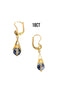 18ct Yellow gold blue crystal drop earrings
