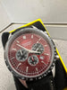 Sekonda Velocity Men's Chronograph Silver Case & Leather Strap with Red Dial