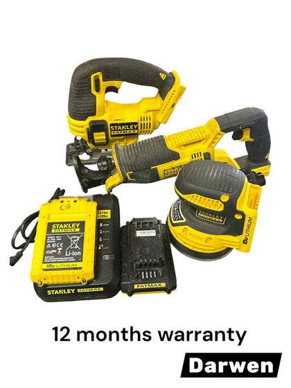Stanley Tool Bundle - Sander - Reciprocating Saw - Jigsaw - 2 batteries and charger