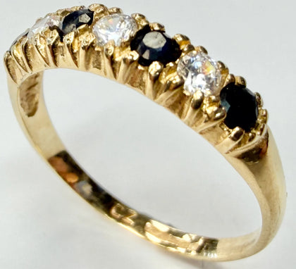 9ct yellow gold 7 stone eternity ring size L 1/2